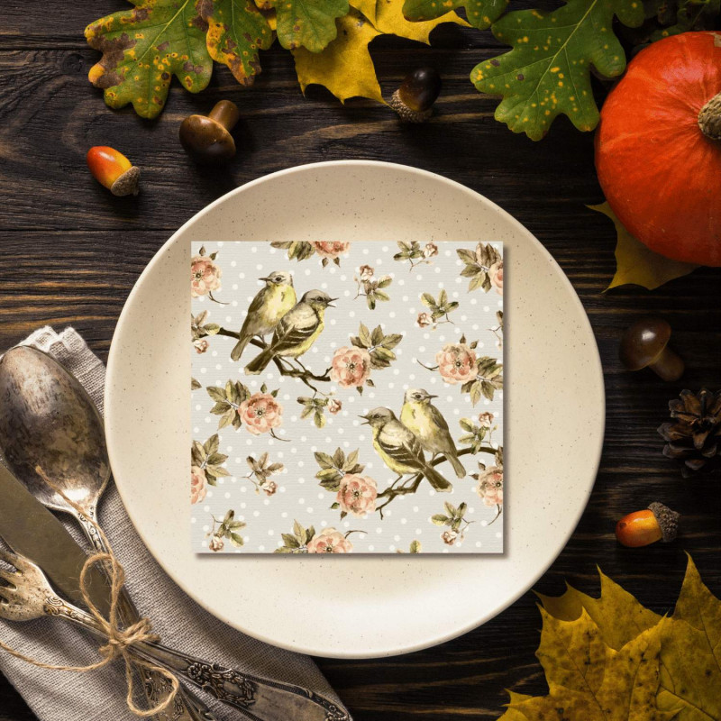 Servetter Fåglar Blommor 20-pack