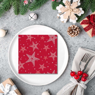 Servetter Stjärnor Röd 33x33cm 20-pack
