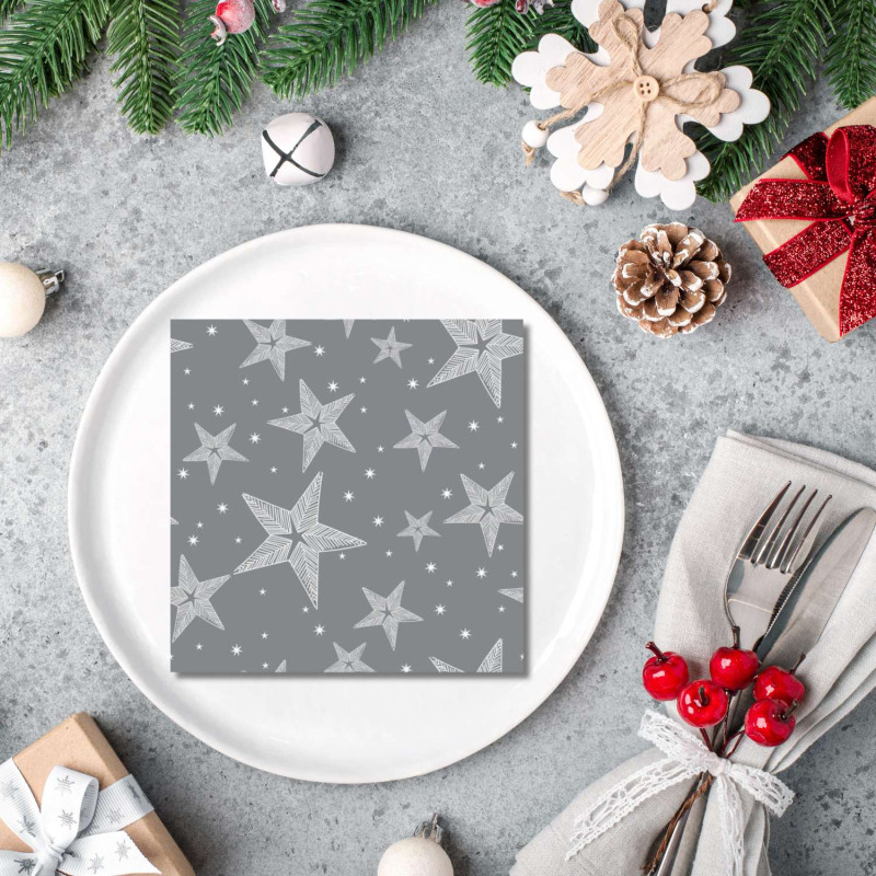 Servett Stjärnor Grå 20-pack
