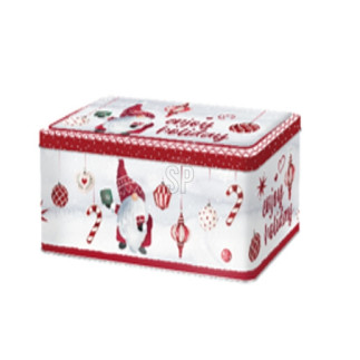 Plåtburk Jul Vit/Röd 16x11 cm