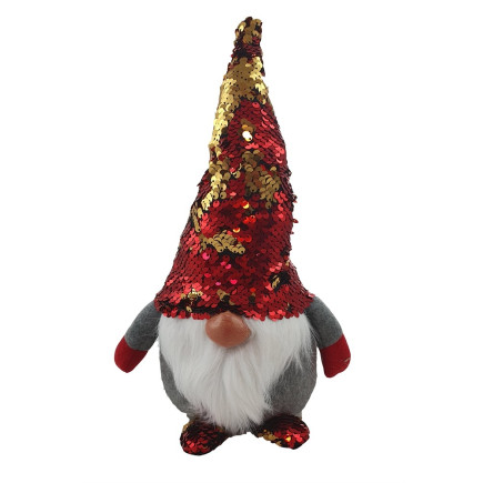 Tomte Textil Röd/Grå/Guld Skiftar färg 33 cm