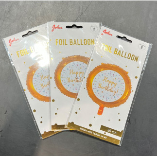 Ballong Happy Birthday Rund Guld Folie 
