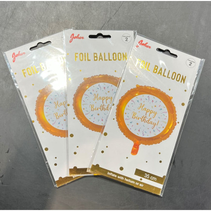 Ballong Happy Birthday Rund Guld Folie 