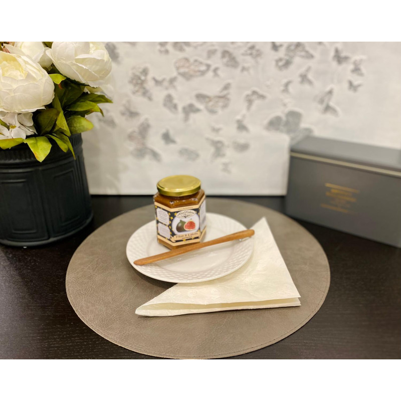 Underlägg Läder/skinnlook grå Runda 4-pack Tablett