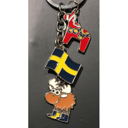 Nyckelring Souvenir Dalahäst Flagga Älg