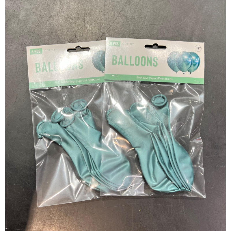 Ballong Blank Grön Spegelballong 6-pack 30 cm Latex