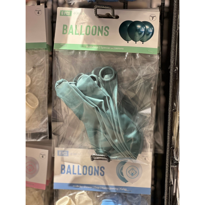 Ballong Blank Grön Spegelballong 6-pack 30 cm Latex