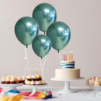 Ballong Blank Grön Spegelballong 6-pack 30 cm Latex