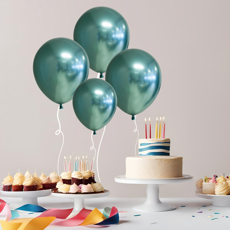 Ballong Blank Grön Spegelballong 6-pack 30 cm Latex