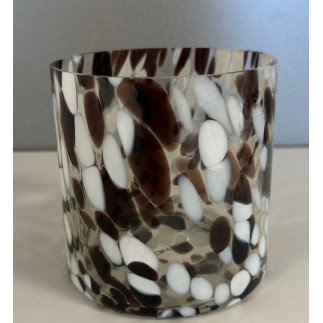 Lykta Glas Mönstrad Brun/Vit 10 cm