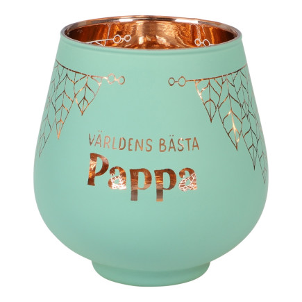 Lykta Glas Mirror Candle med text Ljuslykta