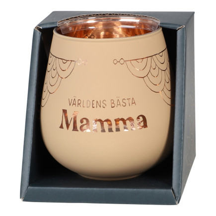 Lykta Mamma Glas Mirror Candle med text Ljuslykta