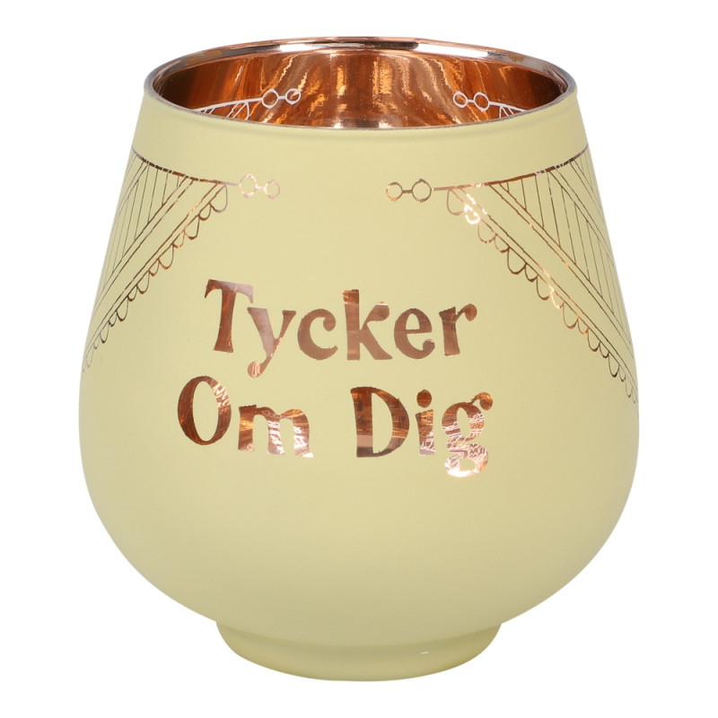 Lykta Glas Mirror Candle med text Ljuslykta