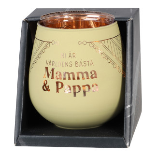 Lykta Mamma & Pappa Glas Mirror Candle med text Ljuslykta
