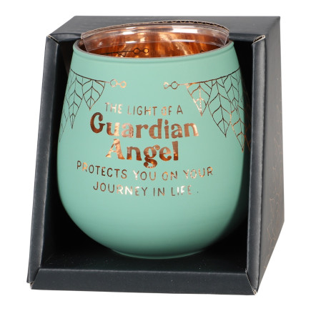 Lykta Guardian Angel Glas Mirror Candle med text Ljuslykta