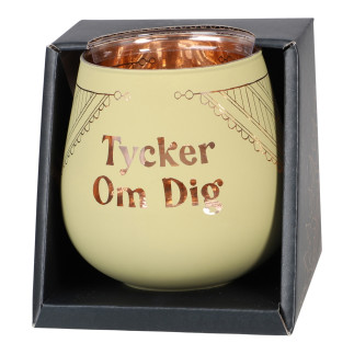 Lykta Tycker Om Dig Glas Mirror Candle med text Ljuslykta