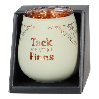 Lykta Tack För Att Du Finns Glas Mirror Candle med text Ljuslykta