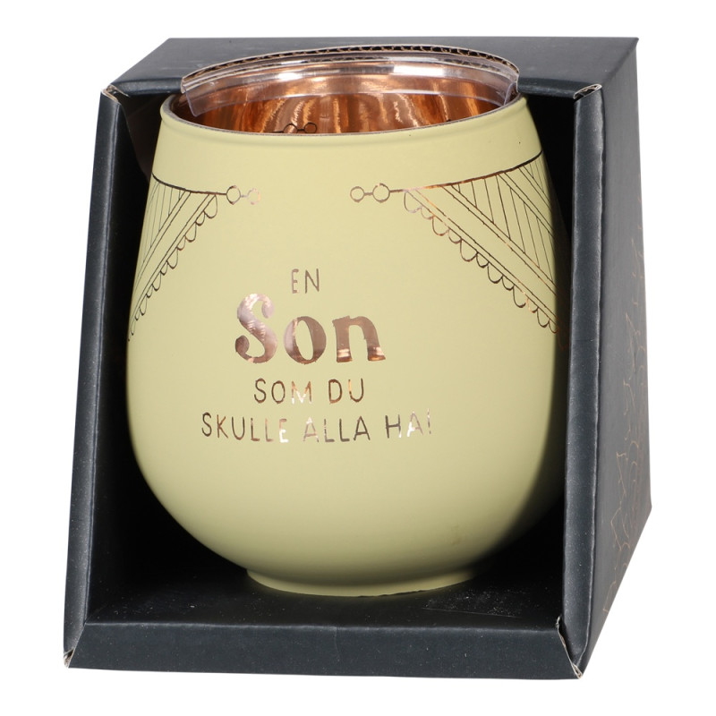 Lykta Glas Mirror Candle med text Ljuslykta