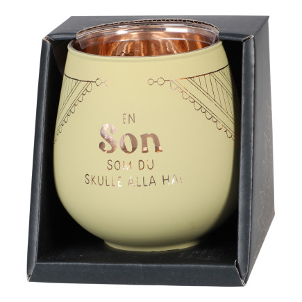 Lykta Son Glas Mirror Candle med text Ljuslykta