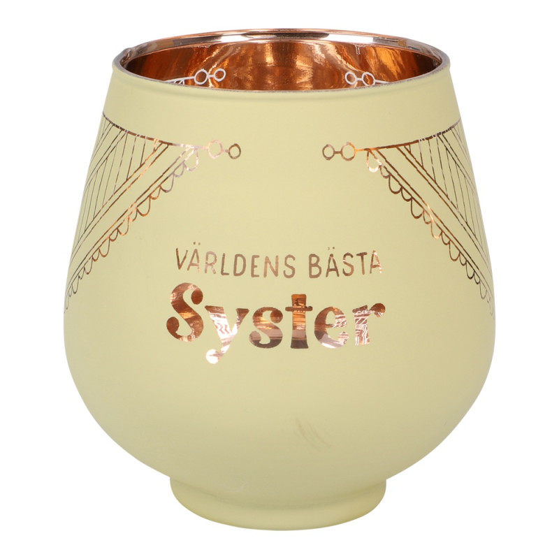 Lykta Glas Mirror Candle med text Ljuslykta