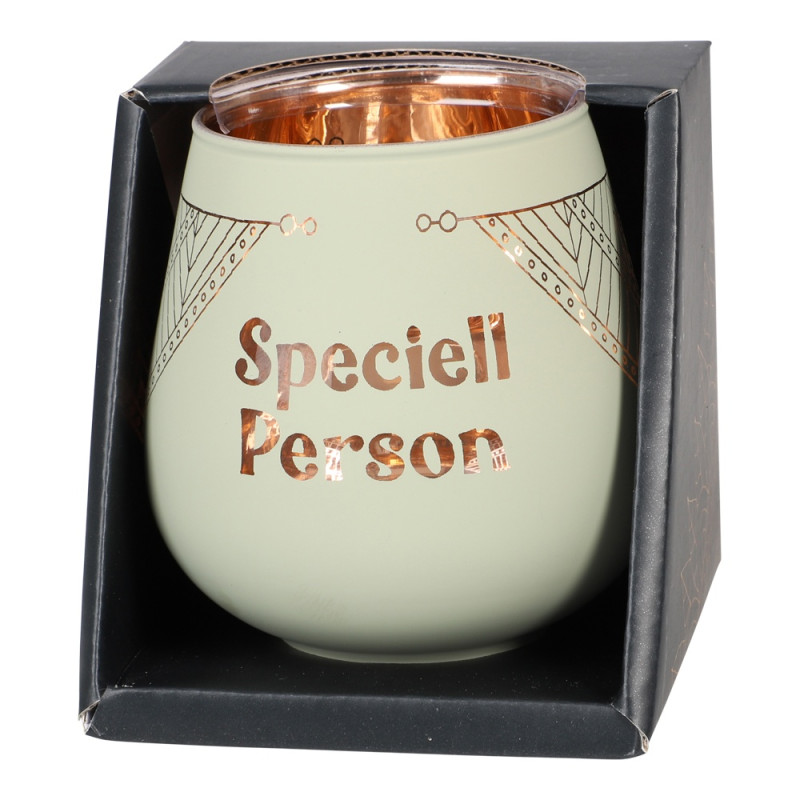 Lykta Glas Mirror Candle med text Ljuslykta