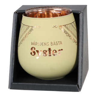 Lykta Syster Glas Mirror Candle med text Ljuslykta