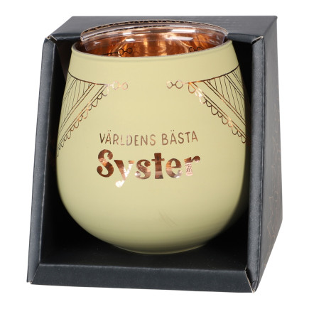 Lykta Syster Glas Mirror Candle med text Ljuslykta