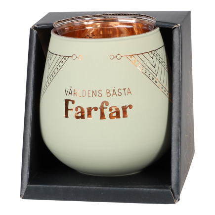 Lykta Farfar Glas Mirror Candle med text Ljuslykta