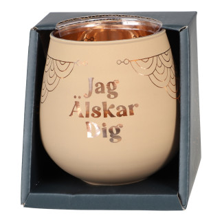 Lykta Jag Älskar Dig Glas Mirror Candle med text Ljuslykta