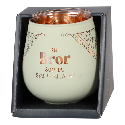 Lykta Bror Glas Mirror Candle med text Ljuslykta