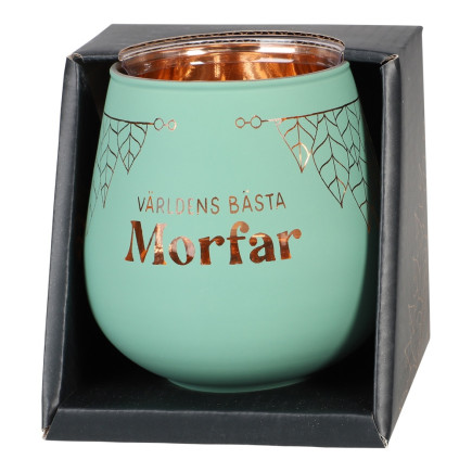 Lykta Morfar Glas Mirror Candle med text Ljuslykta