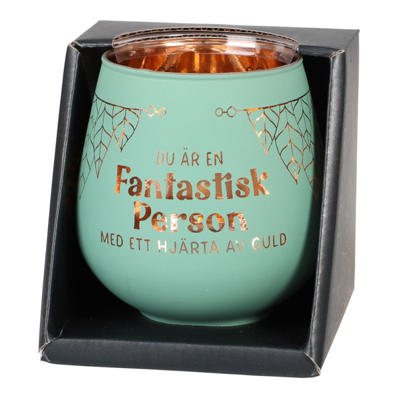 Lykta Glas Mirror Candle med text Ljuslykta