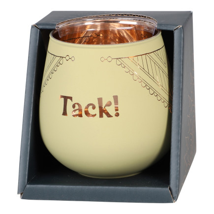 Lykta Tack Glas Mirror Candle med text Ljuslykta