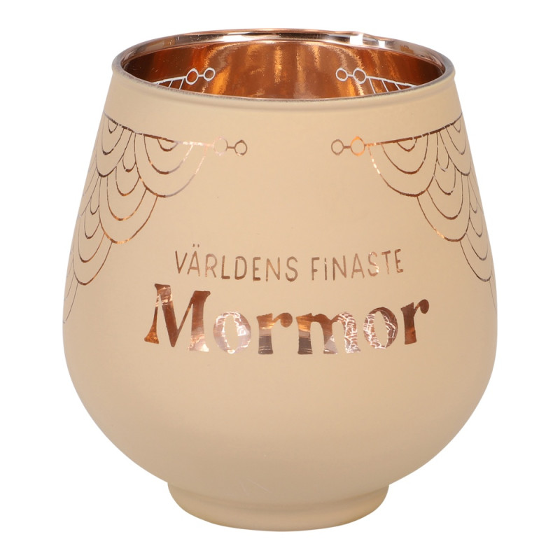 Lykta Glas Mirror Candle med text Ljuslykta