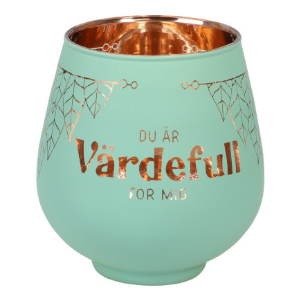 Lykta Glas Mirror Candle med text Ljuslykta