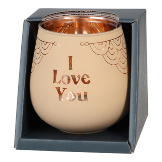 Lykta I Love You Glas Mirror Candle med text Ljuslykta