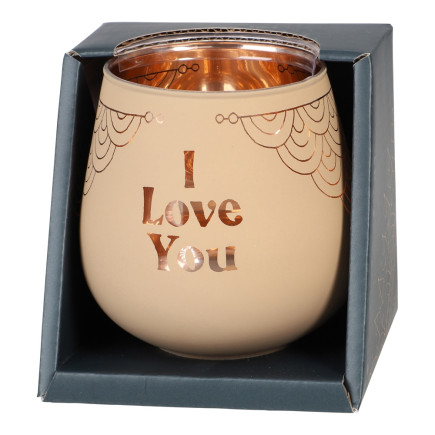 Lykta I Love You Glas Mirror Candle med text Ljuslykta