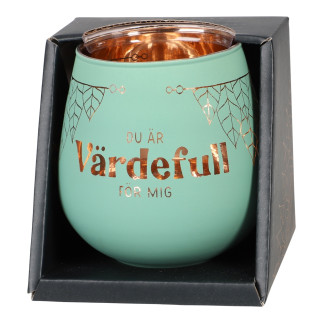 Lykta Du Är Värdefull För Mig Glas Mirror Candle med text Ljuslykta