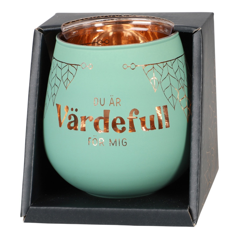 Lykta Glas Mirror Candle med text Ljuslykta