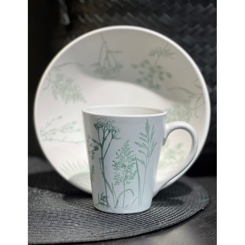 Mugg Blommor Blad Grön