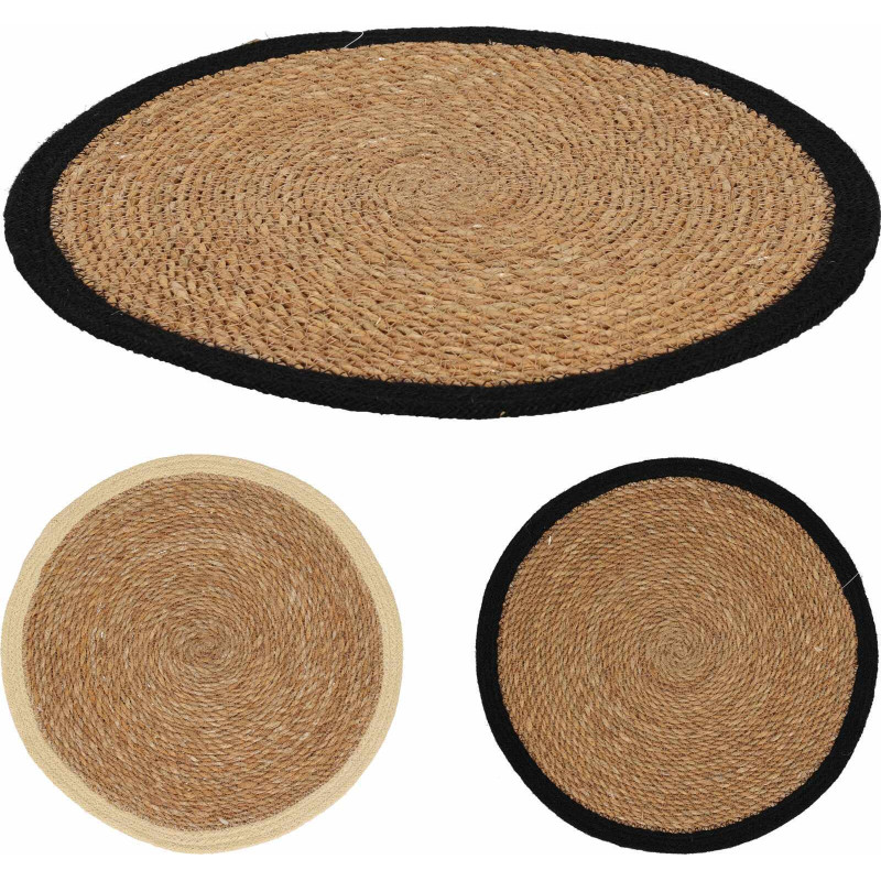 Underlägg Rund Svart Kant Rotting 37 cm 4-pack