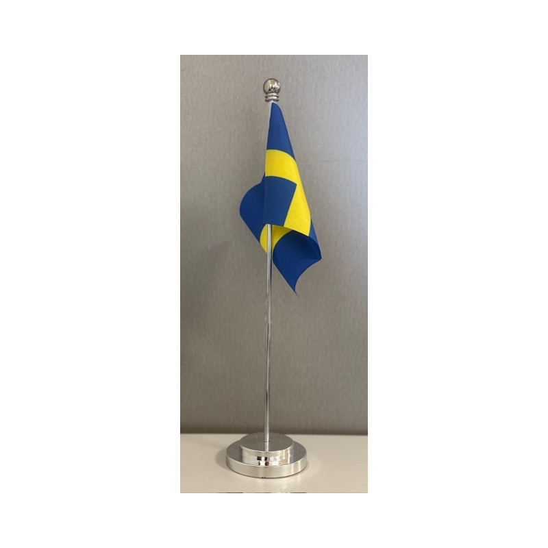Bordsflagga Tyg/Metall Silver 31 cm