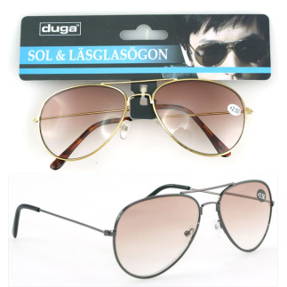 Sol/Läsglasögon Pilot +3.00 Duga Svart