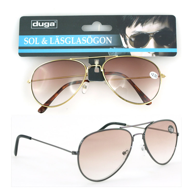 Sol/Läsglasögon Pilot +3.00 Duga Svart
