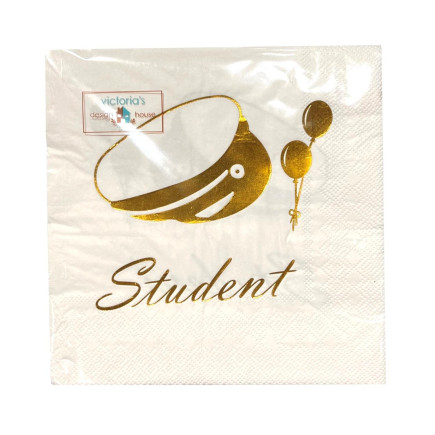 Servetter Student Vit Guld 20-pack