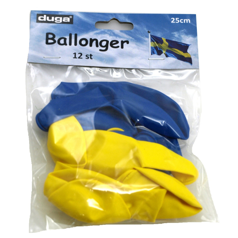 Ballonger Gul Blå 12-pack 25 cm Ballonger Gul Blå 12-pack 25 cm