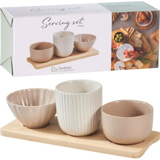 Skålset Servering Träbricka Skålar