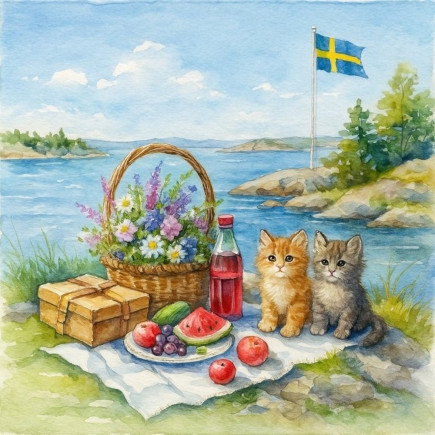Servetter Skärgårdskatter 33x33 cm 20-pack