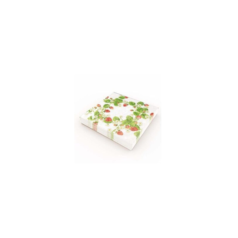Kaffeservetter Jordgubbar/Blad 25x25cm 20-pack