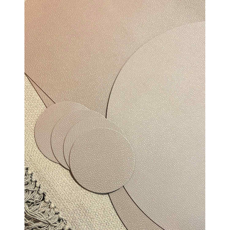 Underlägg Runt Läderlook Brun/Svart 4-pack